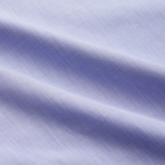 Tailored Fit Blue End-on-End Cotton Shirt with Kent Collar and Double Cuffs Image 4