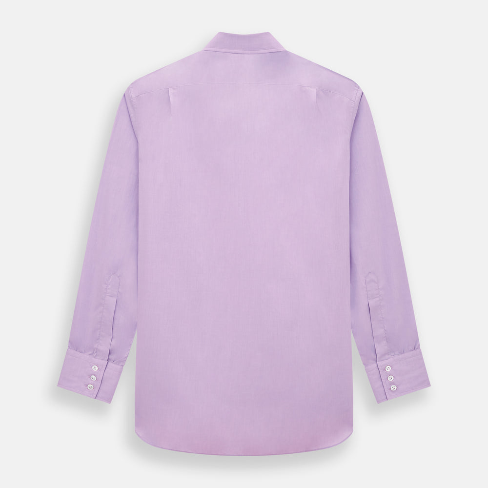The Turnbull & Asser Purple Pink Mayfair Shirt is a men's formal, long-sleeve button-up with a classic collar and buttoned cuffs, shown in light purple against a plain white background.