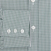 View 4 of product The Turnbull & Asser Green Fine Check Mayfair Shirt, crafted from fine Italian cotton with a pointed collar and buttoned cuffs, is shown laid flat on a white background.