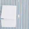 View 4 of product The Turnbull & Asser Green Double Stripe Shirt features a button-up design, contrast T&A collar and cuffs, and is laid flat on a white background.