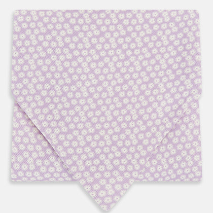Lilac Flower Patterned Silk Cravat