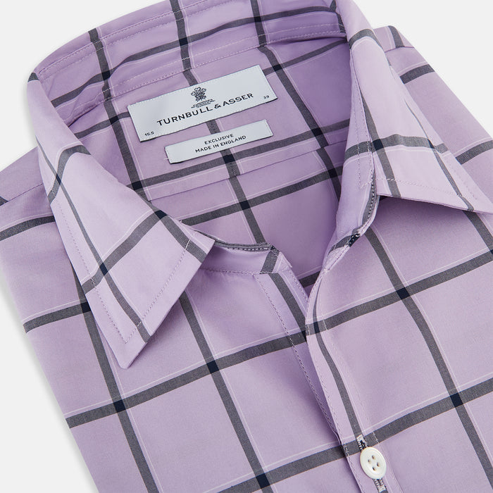 Lilac Grid Check Windsor Shirt Image 1