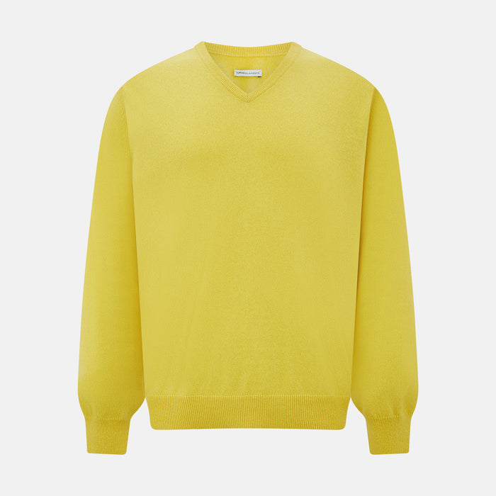 Canary Yellow Cashmere V-neck Jumper