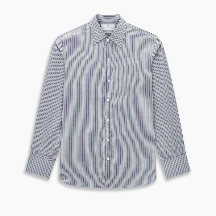 Grey Ticking Stripe Westminster Shirt Image 8