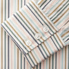 View 3 of product The Green Multi Stripe Regular Fit Shirt by Turnbull & Asser features a T&A collar, 3 button cuffs, and thin blue, green, yellow, and red stripes on white—adding a lively touch to any wardrobe.