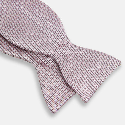 Pale Pink and White Square Silk Bow Tie Image 2