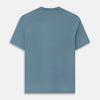 View 3 of product The Turnbull & Asser Pale Blue Short-Sleeve T-shirt features a crew neck and plain design, ideal for everyday wear. Shown flat on a white background.