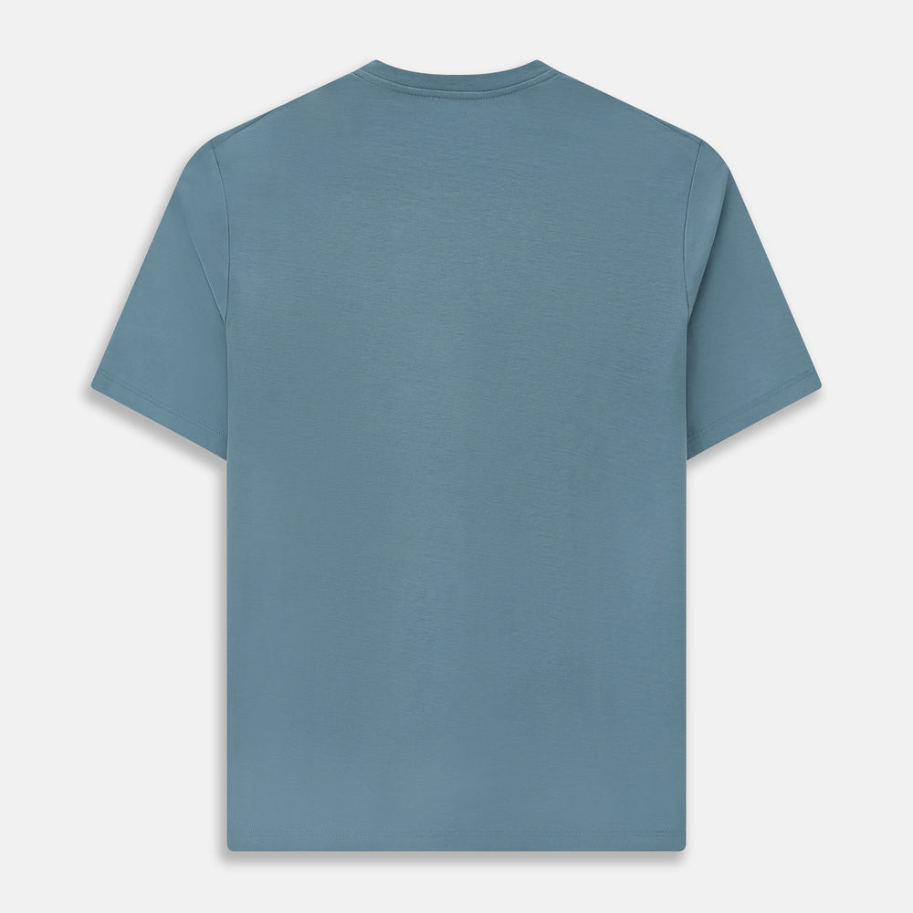The Turnbull & Asser Pale Blue Short-Sleeve T-shirt features a crew neck and plain design, ideal for everyday wear. Shown flat on a white background.