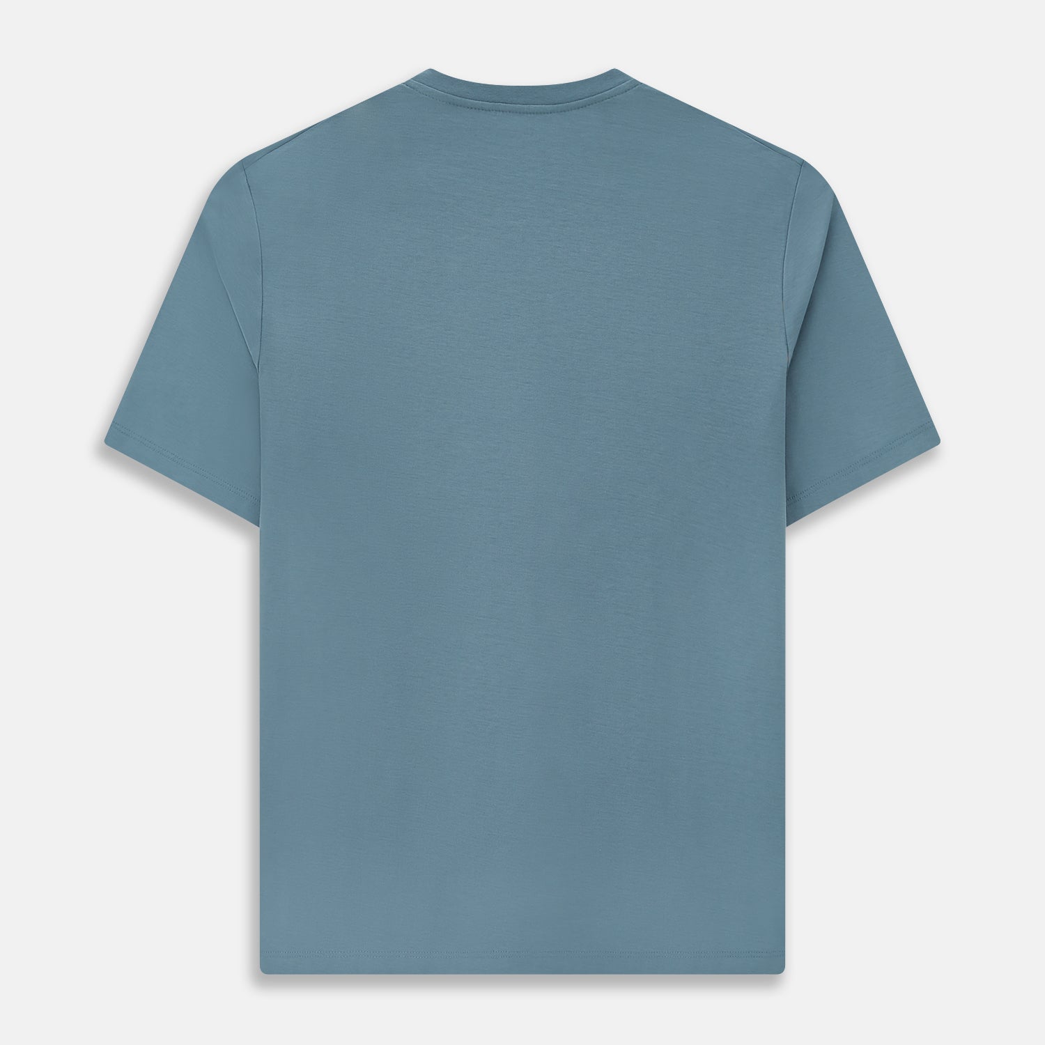 View 3 of product The Turnbull & Asser Pale Blue Short-Sleeve T-shirt features a crew neck and plain design, ideal for everyday wear. Shown flat on a white background.