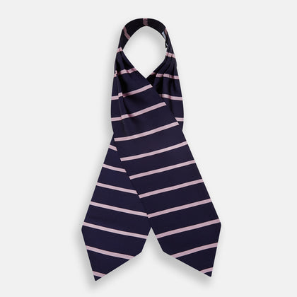 Pink Stripe and Navy Silk Cravat Image 1