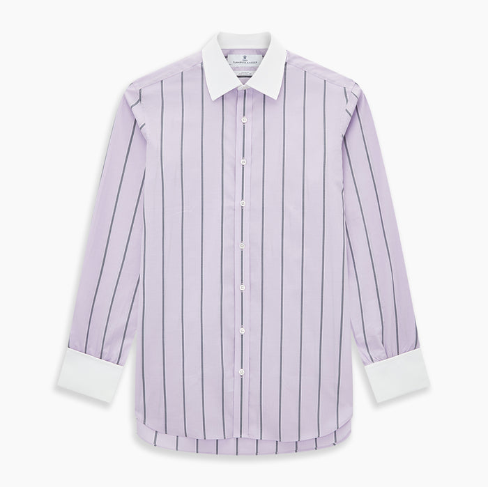 Lilac Track Stripe Shirt with Contrast T&A Collar and Cuffs Image 6