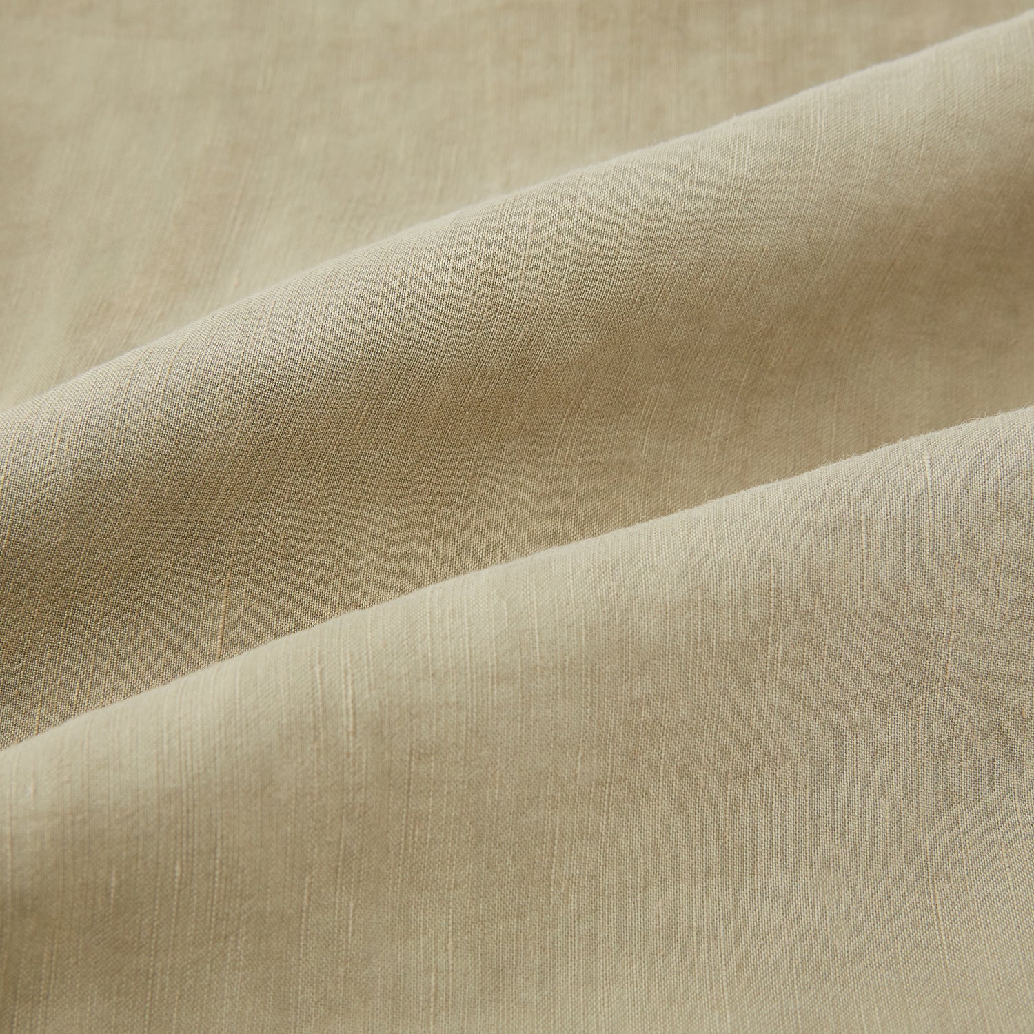 View 7 of product Turnbull & Asser's Taupe Linen Henry Trousers, made from a linen-cotton blend, feature a straight-leg cut, button and zip closure, belt loops, and adjustable waist tabs—shown against a plain white background.