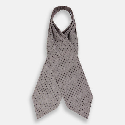 Lilac and Navy Micro Dot Silk Cravat Image 1