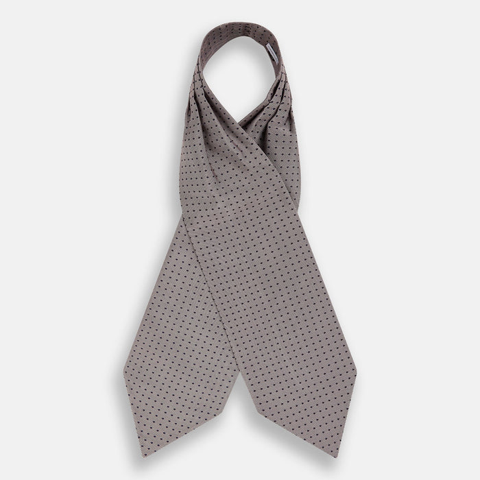 Lilac and Navy Micro Dot Silk Cravat Image 1