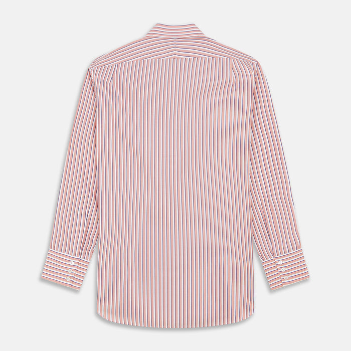 Orange and White Stripe Cotton Regular Fit Mayfair Shirt Image 4