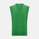 The Turnbull & Asser Fern Green V-neck Sleeveless Vest features a ribbed hem and is perfect for elegant ensembles, presented against a plain white background.
