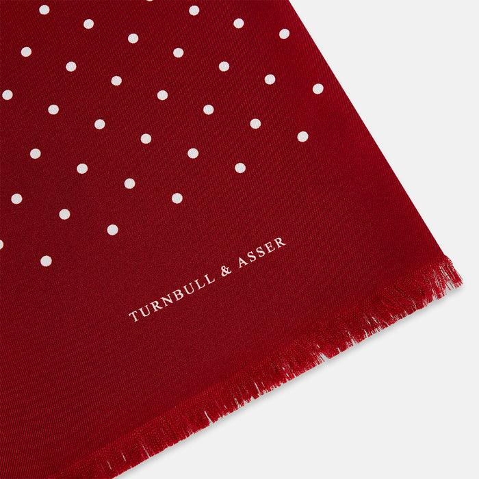 Burgundy and White Spotted Silk Scarf Image 1