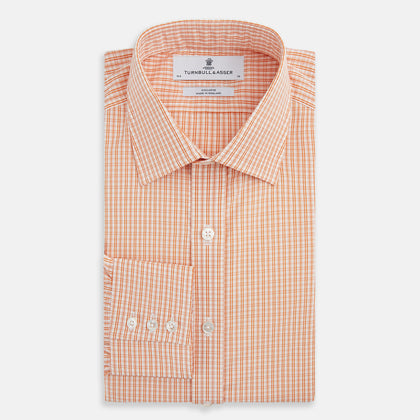 Orange Micro Check Mayfair Shirt Image 4