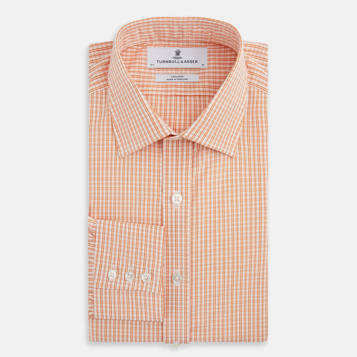Orange Micro Check Mayfair Shirt Image 4