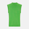View 3 of product The Turnbull & Asser Lime Green Fine Merino V-Neck Vest, ideal for men, is shown against a plain white background.