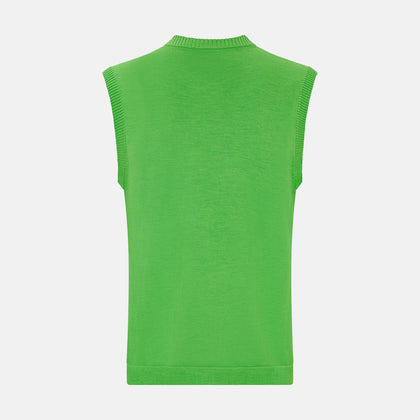 Lime Green Fine Merino V-Neck Vest Image 2