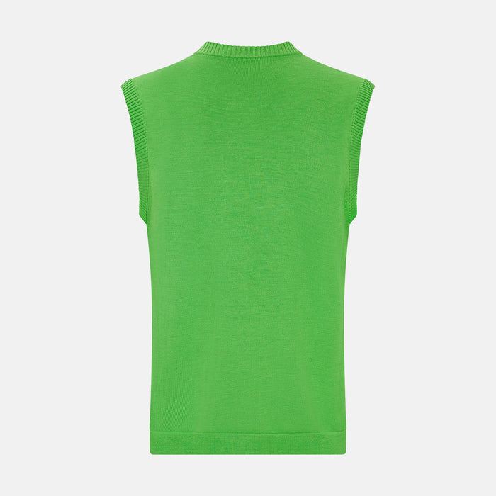 Lime Green Fine Merino V-Neck Vest Image 2