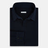 View 5 of product A Navy Rugby Polo Shirt by Turnbull & Asser, featuring long sleeves and a collar, is displayed flat on a white background. The design is simple and free of visible logos or patterns.