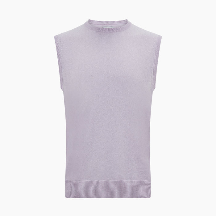 Lilac Cashmere Round Neck Vest Image 3