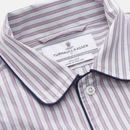 Red and Blue Multi Stripe Cotton Sussex Nightshirt Image 3