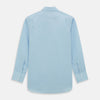View 5 of product The Turnbull & Asser Light Blue Sea Island Quality Cotton Shirt features a T&A collar, long sleeves, and 3-button cuffs, beautifully displayed flat on a white background.