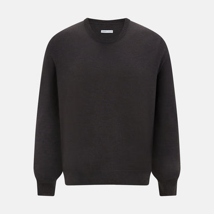 Charcoal Grey Fine Merino Round Neck Jumper