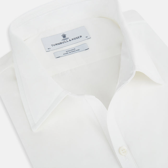 PLAIN WHITE WINDSOR SHIRT WITH TURNBULL OPEN COLLAR AND 3-BUTTON CUFFS Image 1