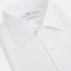 View 2 of product The Turnbull & Asser White Herringbone Mayfair Shirt features long sleeves and a classic collar—a timeless wardrobe essential, shown here against a white background.