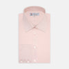 View 1 of product The Turnbull & Asser Pink Cashmere Blend Shirt features a T&A collar and 3-button cuffs, neatly folded with white buttons, displayed on a plain white background.