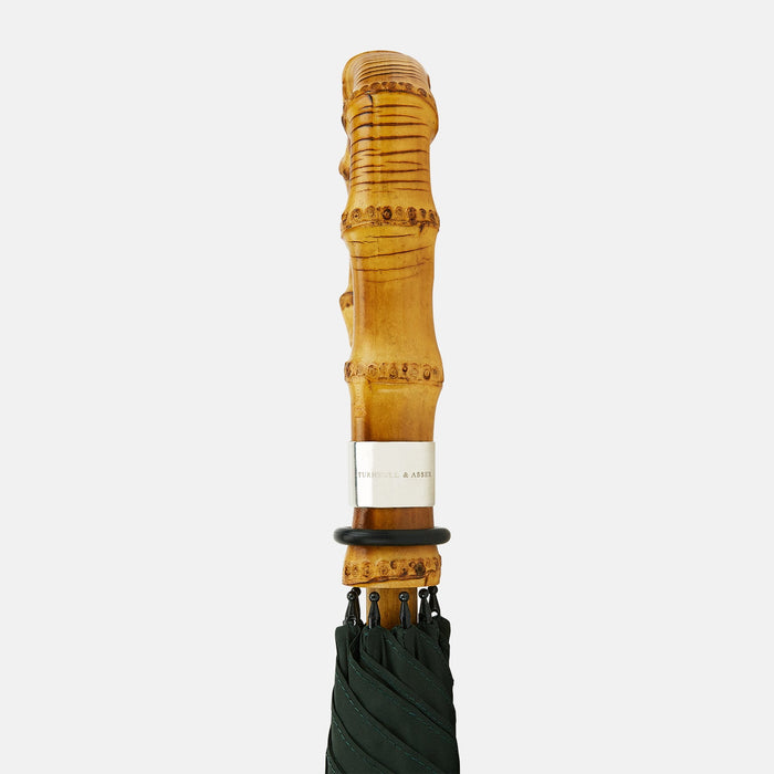 Forest Green Umbrella with Whangee Crook Handle Image 2