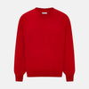 View 1 of product The Turnbull & Asser Red Fine Merino V-Neck Jumper, a classic long-sleeve knitwear piece, is shown on a white background.