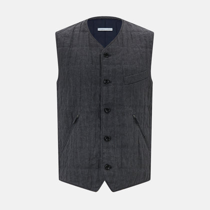 Ash Quilted Linen Herringbone Waistcoat