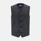 The Turnbull & Asser Ash Quilted Linen Herringbone Waistcoat is sleeveless and dark gray with a V-neck, two zippered side pockets, and a small chest pocket, shown on a plain white background.