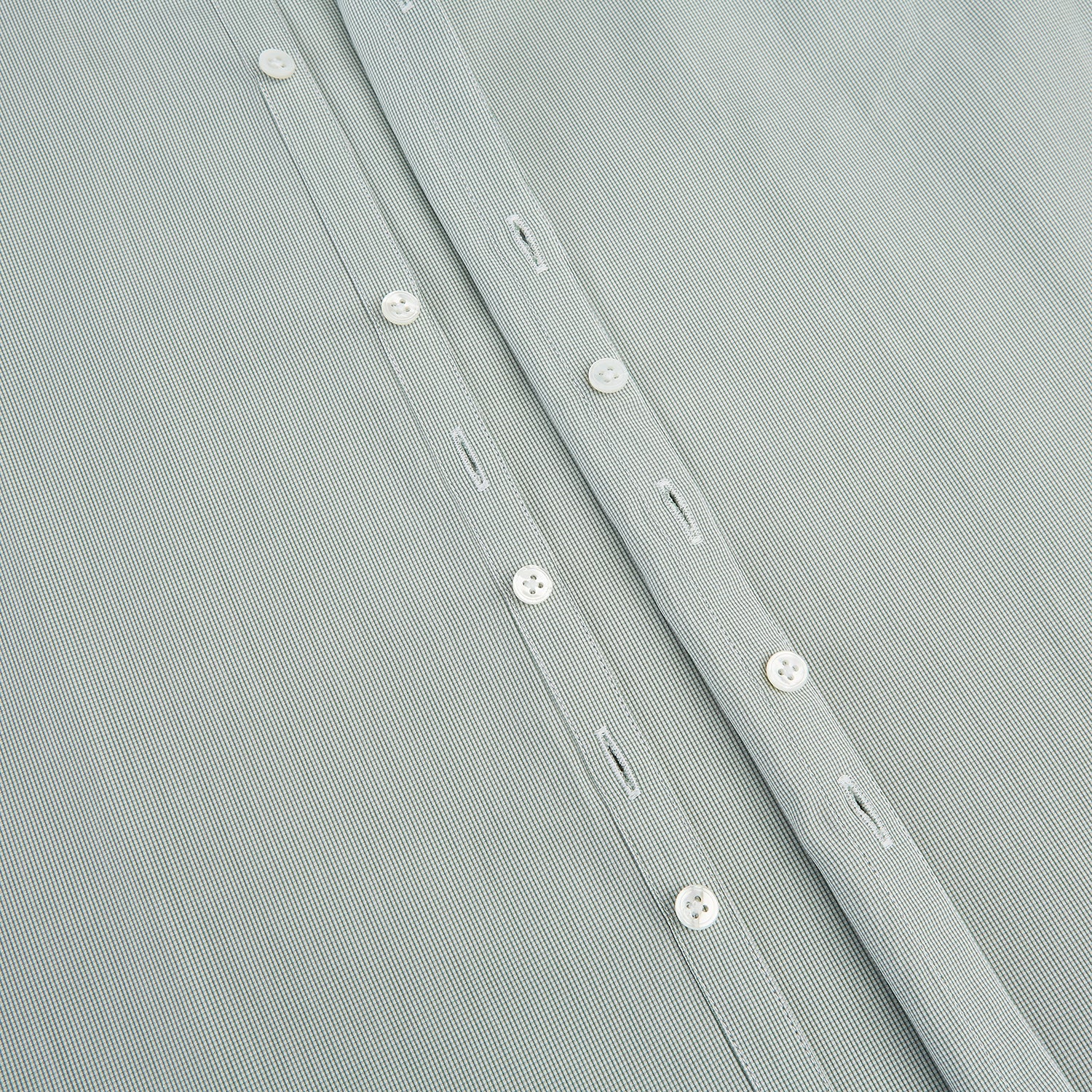 View 7 of product A dark green micro graph check Westminster shirt by Turnbull & Asser, featuring fine British craftsmanship, a Turnbull collar, and white buttons, is laid flat on a white background.