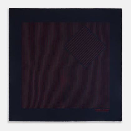 Navy and Burgundy Stripe Silk Pocket Square Image 3