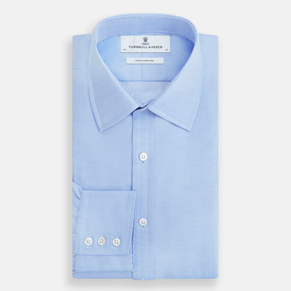 Blue Herringbone Mayfair Shirt Image 4