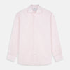 View 1 of product The Turnbull & Asser White and Pink Wide Stripe Belgravia Shirt features long sleeves, a classic collar, buttoned cuffs, and a wide stripe pattern—an elegant men's formal shirt from the Belgravia collection.