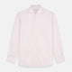 The Turnbull & Asser White and Pink Wide Stripe Belgravia Shirt features long sleeves, a classic collar, buttoned cuffs, and a wide stripe pattern—an elegant men's formal shirt from the Belgravia collection.