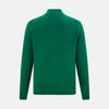 View 3 of product The Turnbull & Asser Forest Green Merino High Neck Zipped Cardigan features a ribbed collar, cuffs, and hem for classic style—this vibrant knitwear essential is shown against a white background.