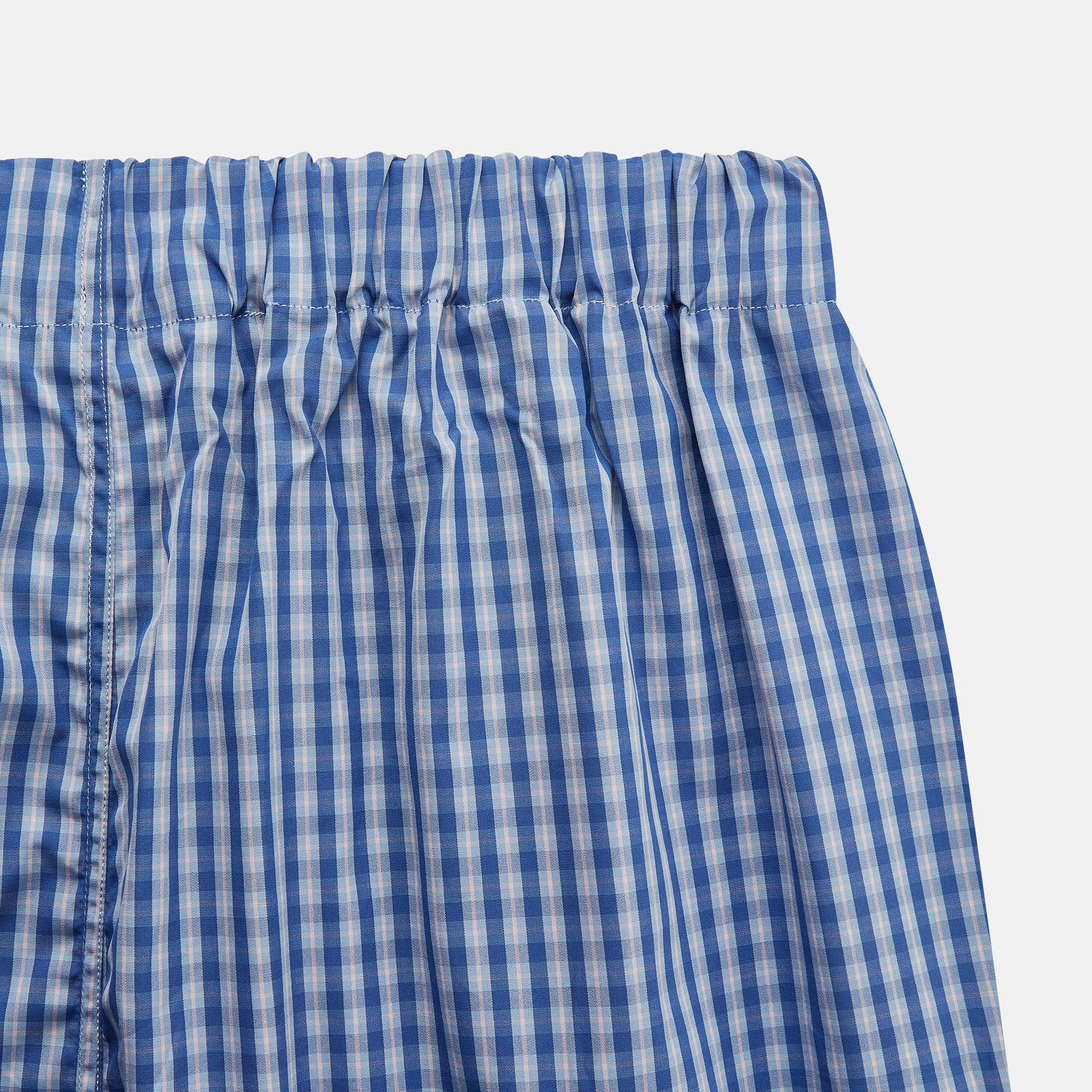 View 2 of product The Navy Check Cotton Hastings Pyjama Trousers from Turnbull & Asser feature an elasticated drawstring waist for comfort.