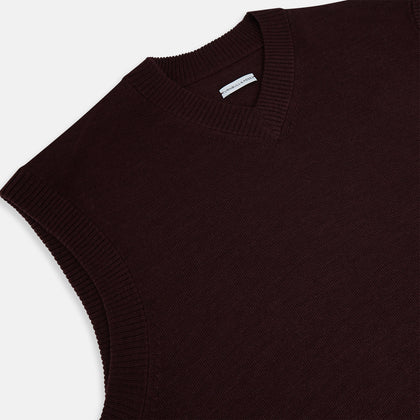 Burgundy Fine Merino V-Neck Vest Image 1