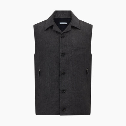 Ash Collared Linen Waistcoat Image 5