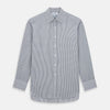 View 1 of product The Grey Double Graph Mayfair Shirt by Turnbull & Asser is a long-sleeve, button-down cotton shirt with a black and white double graph check, chest pocket, and classic collar.