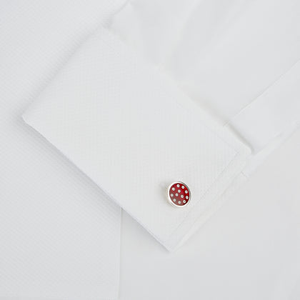 Burgundy Spotted Circle Enamel Cufflinks Image 2