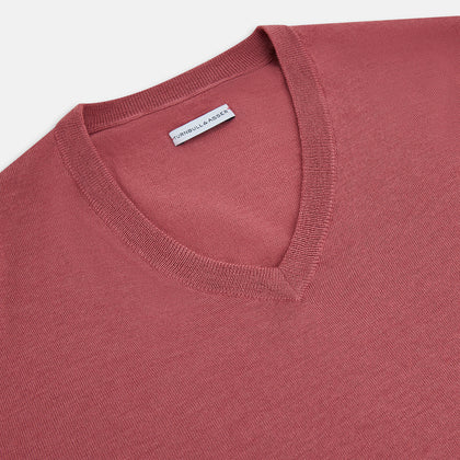 Antique Pink Merino V-Neck-Jumper Image 1